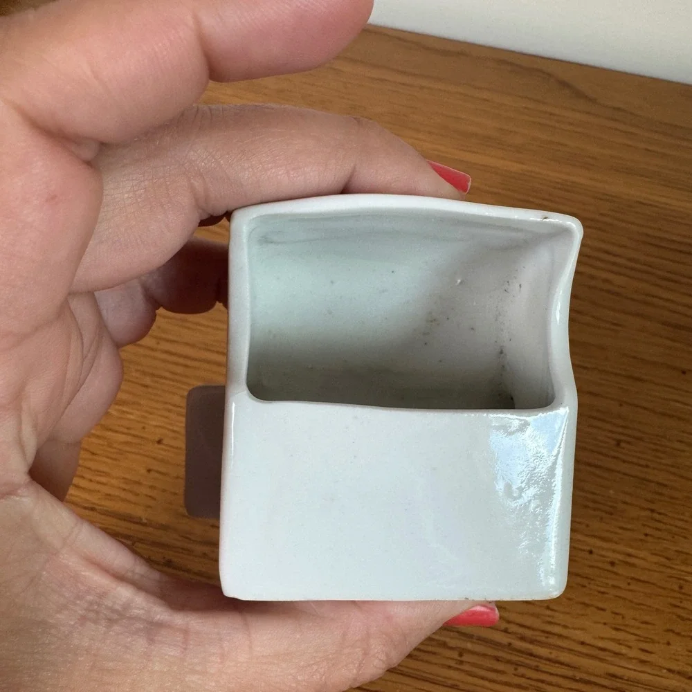 Vintage White Porcelain Made in Japan Bird Feed Water Dish MCM Style